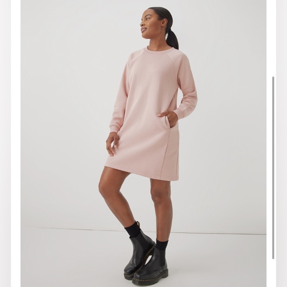 NWT Pact Courtside Organic Cotton Recycled Poly Sweatshirt Dress Fleece Interior